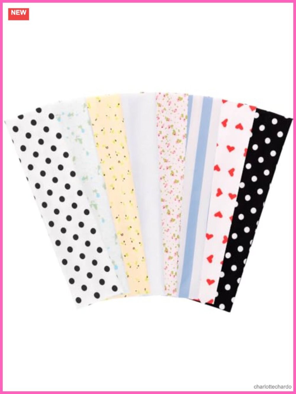 8pcs Polka Dot Floral Headbands Non Slip Elastic Wide Hair Accessories